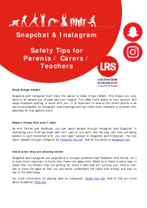 Social Media Safety Tips for Parents Carers Teachers 2017
