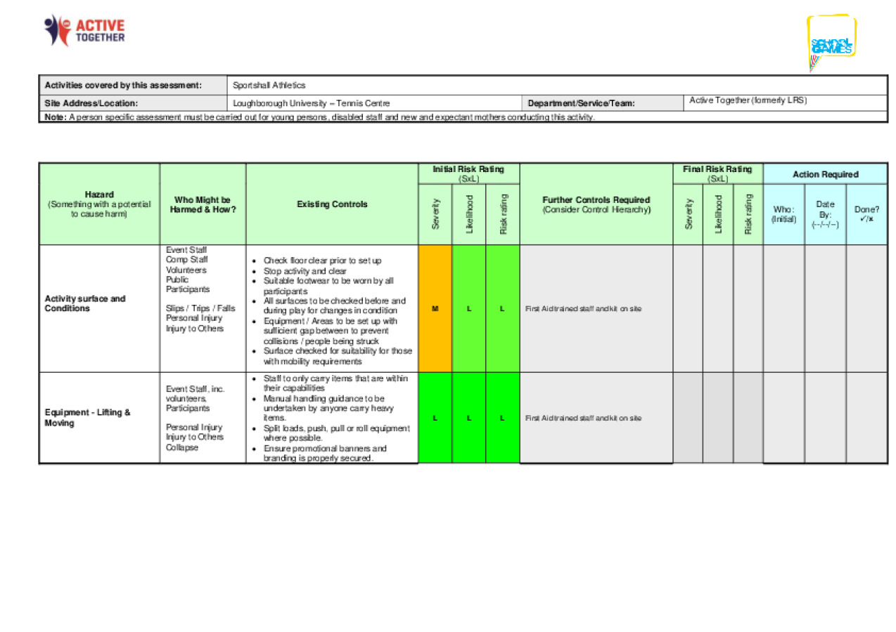 Risk Assessments | Active Together