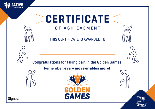 Golden Games Certificate