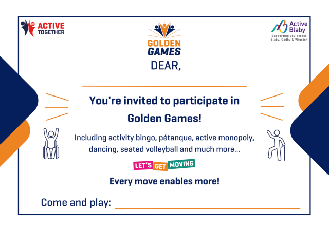 Golden Games Invitation Card - Blaby, Oadby and Wigston District