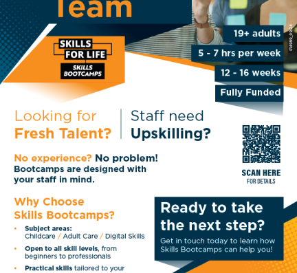 Skills Bootcamps available - Digital Skills, Childcare and Adult Care